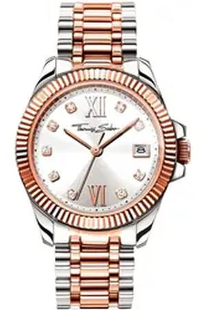 Thomas Sabo Quarzuhr DIVINE WA0219-272-201-33 MM, Armbanduhr, Damenuhr, Datum, Mineralglas mit Saphirbeschichtung silberfarben
