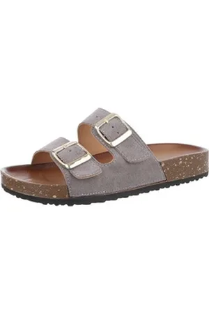 Ital-Design Damen Mules Freizeit Pantolette (86192748) Flach Pantoletten in Grau grau 36 EU