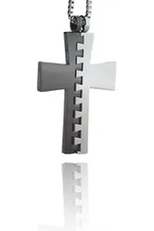 Karisma Kette mit Anhänger Edelstahl Anhänger Kreuz XL Liebe 2 Teile Schwarz PVD Mit, Edlstahlkette - Herrenschmuck - 55.0 Zentimeter