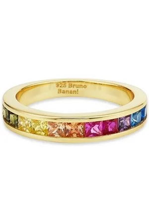 Bruno Banani Fingerring Schmuck Geschenk Silber 925 Damenring Regenbogen, mit Zirkonia (synth) gelb|goldfarben 59