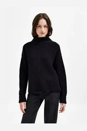 SELECTED FEMME Strickpullover Rollkragen Strickpullover mit Schlitzen SLFSELMA SLFSELMA LS KNIT PULLOVER B NOOS lila|schwarz 36