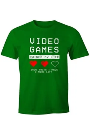 MoonWorks Print-Shirt Herren T-Shirt Video Games ruined my Life good thing I have 2 more mit Print grün L