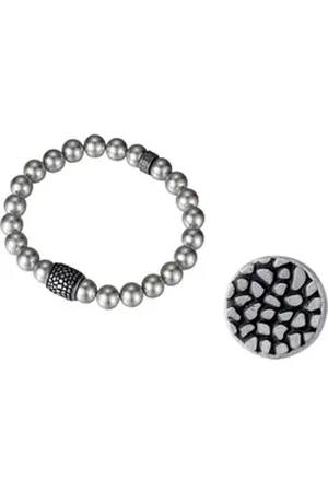 Kingka Schmuckset Mulitpack Schmuck Geschenk Edelstahl Armband Ohrstecker, SET-08 (Set, 2-tlg), mit Muschelperlen grau|schwarz|silberfarben
