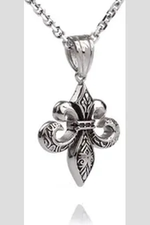 Karisma Kette mit Anhänger Edelstahl Anhänger Bourbonische Lilie Geschwärzt, Mit Edelstahl Kette- Herrenschmuck