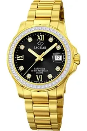 Jaguar Quarzuhr Damenuhr Edelstahl gold , (Analoguhr), Damen Armbanduhr rund, Edelstahlarmband gold goldfarben