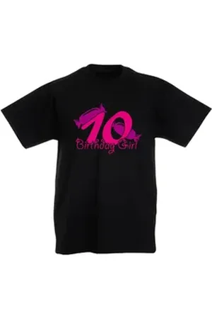 G-graphics T-Shirt 10 – Birthday girl Kinder T-Shirt, mit Motiv, zum Geburtstag schwarz 116