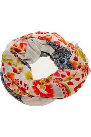 AvaMia Modeschal Loop Schlauchschal Schal Damenschal mit Blumen gemustert, 80 cm x 175 cm blau