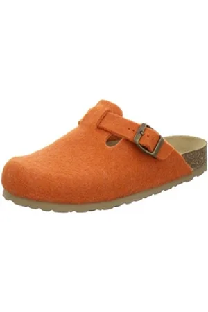 Afs 26900 Hausschuh für Damen aus Filz mit Fußbett, Made in Germany orange 42 EU