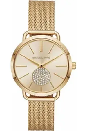 Michael Kors Quarzuhr PORTIA MK3844, Armbanduhr, Damenuhr, Edelstahlarmband, Glassteine goldfarben