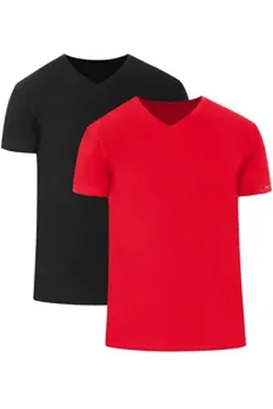 Cornette T-Shirt Herren T-Shirts mit V-Ausschnitt 2er Pack CR067 (1-tlg) bunt|rot|schwarz S
