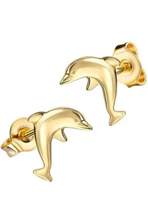 JEVELION Ohrstecker-Set 333 Gelbgold Delfin Kinder-Ohrstecker (Gold Ohrschmuck, 2-tlg., für Kinder - Mädchen), Goldstecker - Made in Germany