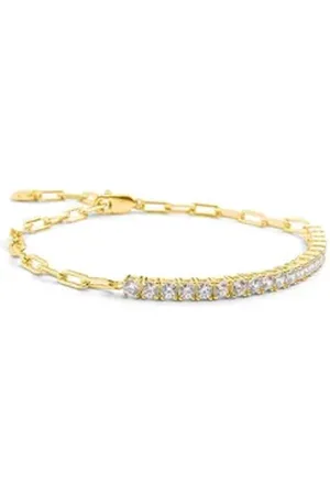 Amoonic Armband Damen Tennisarmband Mixed aus 925er Silber oder vergoldet mit Zirkonia (inkl. Schmucktäschchen), Tennisarmband, Armband & Glieder Kette im Mix, mit Zirkoniasteinen Geschenk Freundin goldfarben