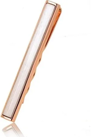 Karisma Krawattennadel Hochwertige Herren Edelstahl 316L Silber Mattiert mit, Rosé-Gold Krawattennadel / Krawattenklammer / Tie Clip