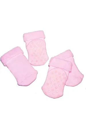 WERI SPEZIALS Strumpfhersteller GmbH ABS-Socken Baby ABS-Socken 2-er Pack >>Warme Füßchen<< weiche Baumwolle (Set) 2er-Pack rosa 17-18