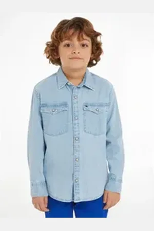 Tommy Hilfiger Langarmhemd DENIM SHIRT LS Kinder bis 16 Jahre mit Logostickerei blau 16 (176)