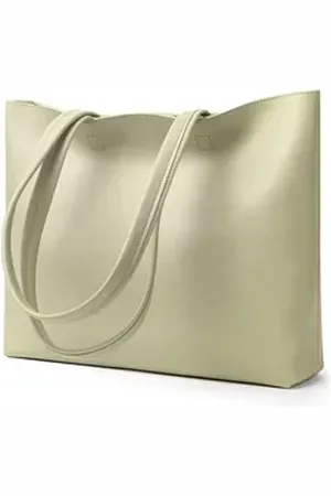 TAN.TOMI Shopper Damen Henkeltaschen, Einfache Handtaschen PVC Tote Shopper Bag, Handtasche für Arbeit, Schule, Einkauf mit Innentasche gelb|grau