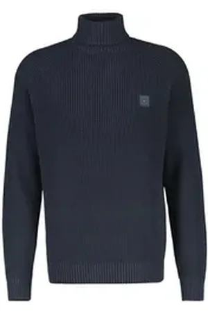 Lerros Rollkragenpullover Rollkragenpullover aus wärmender Strukturstrickware blau 4XL