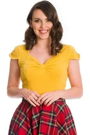 Banned Retro Shirttop Sweet Summer Mustard Retro Vintage Oberteil Rockabilly gelb M