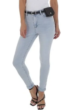 Ital-Design Skinny-fit-Jeans Damen Freizeit (80943928) Stretch High Waist Jeans in Hellblau blau S/36