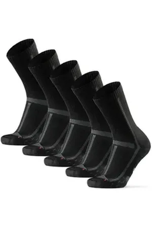 DANISH ENDURANCE Basicsocken Long Distance Crew (5-Paar) Wadenlange Sportsocken für Läufer, Anti-Blasen & Rutschfest schwarz 39/42