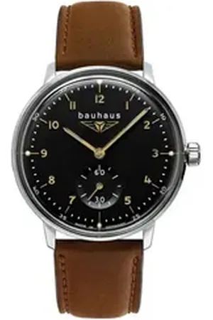 Bauhaus Quarzuhr 2037-2, Armbanduhr, Damenuhr, Datum, Leuchtzeiger, Lederband, Made in Germany braun