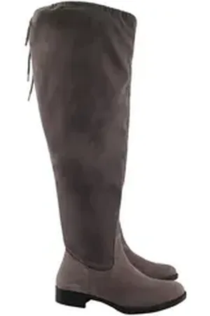 Ulla Popken Overknee-Stiefel Bindeband Reißverschluss Weite H Stiefel grau 43 EU