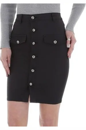 Ital-Design Lederimitatrock Damen Freizeit Stretch Minirock in Schwarz schwarz XS/34