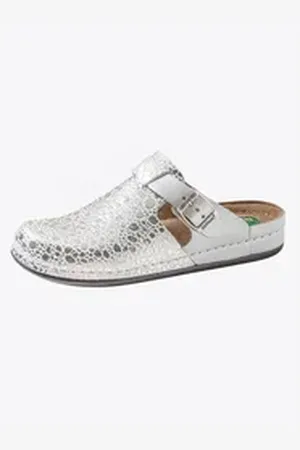 Dr. Feet Pantolette Hausschuh silberfarben 40 EU