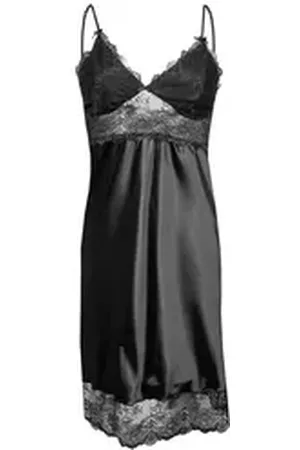 DKaren Negligé sinnlicher Style, einfarbig elegante Spitze schwarz XL