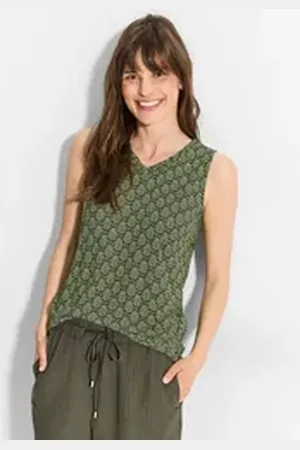 CECIL Tanktop mit V-Ausschnitt grün XXL (46)