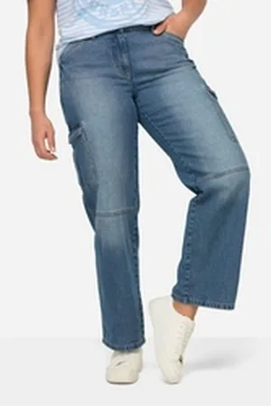 Angel of Style Angel of Style Regular-fit-Jeans Cargojeans Straight Fit bleached Cargotaschen blau 48