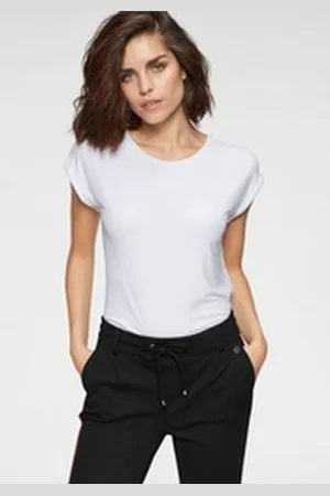 Tamaris T-Shirt Kurzarm, Regular Fit, unifarben, mit Rundhalsausschnitt weiß 34