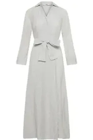 0039 Italy Midikleid Kleid HAVANNA NEW aus Leinen grau S