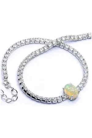 Goldene Hufeisen Tennisarmband echtes Welo Edelopal Armband 925 Sterling-Silber Opal Edelsteine, Damen Armschmuck mit Edelsteine silberfarben