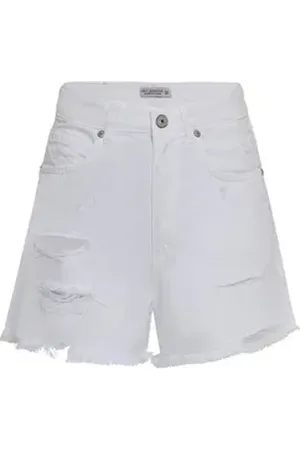 Redbridge Jeansshorts Red Bridge Damen Shorts Kurze Hose Hot-Pants Frayed Destroyed Effekte, Löcher weiß W32
