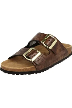 SUPERSOFT Damen Schuhe 274-542 Pantolette Lederfußbett Braun Reptildesign Pantolette braun 36 EU