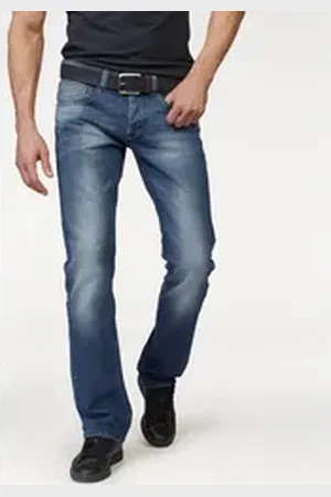 Bruno Banani Straight-Jeans Dylan gerade Beinform, Used-Waschung, niedrige Leibhöhe blau 40