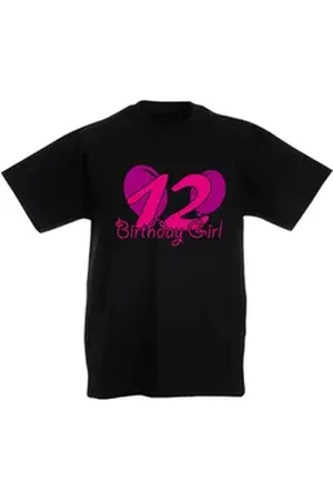 G-graphics T-Shirt 12 – Birthday girl Kinder T-Shirt, mit Motiv, zum Geburtstag schwarz 140