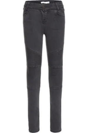 NAME IT Skinny-fit-Jeans Mädchen Super-Stretch-Jeans mit Nahtdetails grau 110