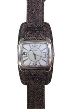 ESPRIT Quarzuhr Montre Wild Grey, aus Edelstahl, Lederband, Grau, Silber, Datumsanzeige