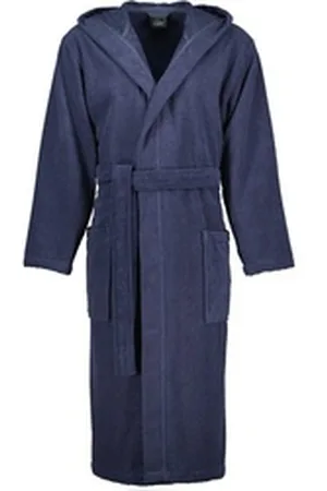 CAWÖ Cawö Home Herrenbademantel Uni 829 Kapuze Frottier, Kapuze, 100% Baumwolle blau XL