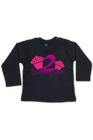 G-graphics Longsleeve 2 – Birthday Girl Baby Sweater / Longsleeve T als Geschenk zum zweiten Geburtstag schwarz 18-24 Monate