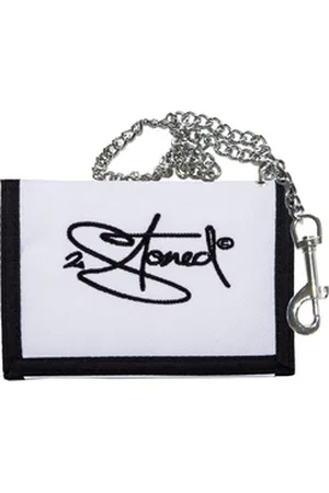 2Stoned Geldbörse Wallet Classic mit Kette und Klettverschluß für Erwachsene u. Kinder, verchromte Kette mit Karabiner weiß