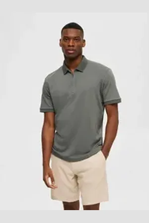 SELECTED HOMME Poloshirt SLHFAVE ZIP SS POLO NOOS grün L