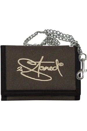 2Stoned Geldbörse Wallet Classic mit Kette und Klettverschluß für Erwachsene u. Kinder, verchromte Kette mit Karabiner braun