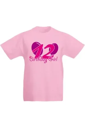 G-graphics T-Shirt 12 – Birthday girl Kinder T-Shirt, mit Motiv, zum Geburtstag rosa 104