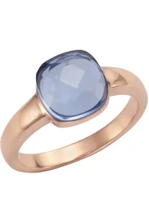 Jamelli Fingerring 925 Silber rosé vergoldet Quarz blau (beh) rot 058 (18,5)
