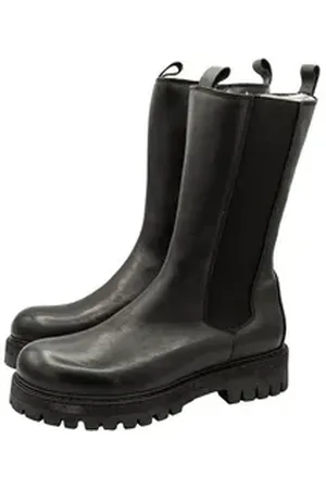 Momino Stiefel 4253 Damen Winterstiefel Lammfell Leder Schwarz Schnürstiefelette 41 EU