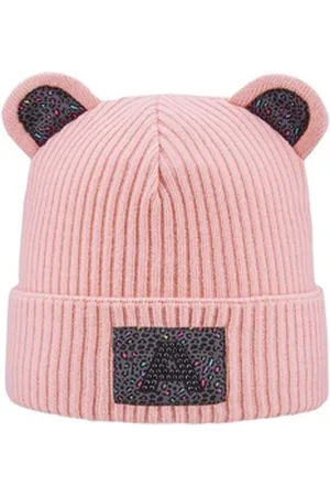 ARECO Strickmütze Bären Strickmütze mit Öhrchen & Umschlag rosa