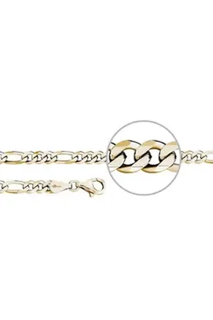 Der Kettenmacher Silberarmband FIGAROARMBAND, diamantiert, ca. 5 mm breit, F3-G, F3-S gelb|goldfarben 19